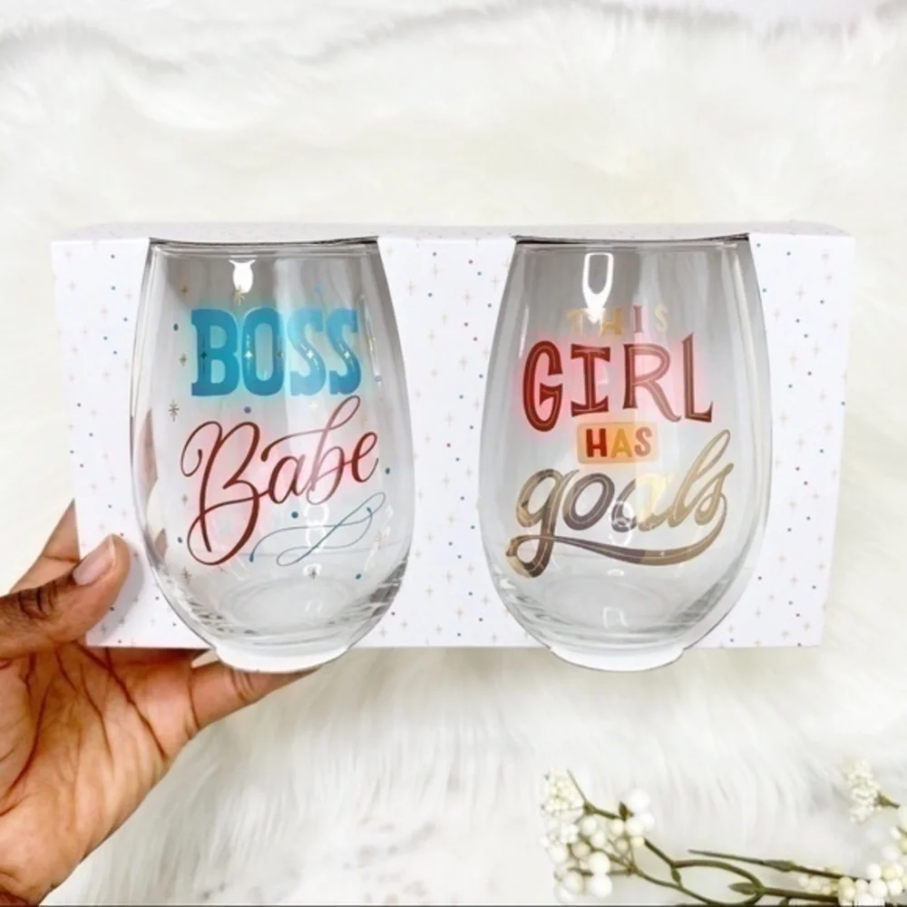 Girl boss wine glasses